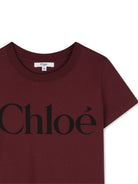 T-shirt per bambina Chloé Kids rossa con logo sul davanti C21301 94E CHLOE' KIDS 
