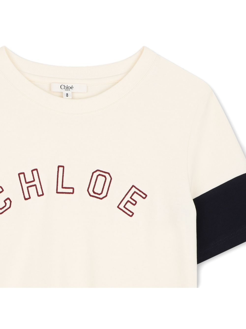 T-shirt per bambina Chloè Kids bianca con maniche a contrasto C21306 148 CHLOE' KIDS 