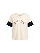 T-shirt per bambina Chloè Kids bianca con maniche a contrasto C21306 148 CHLOE' KIDS 