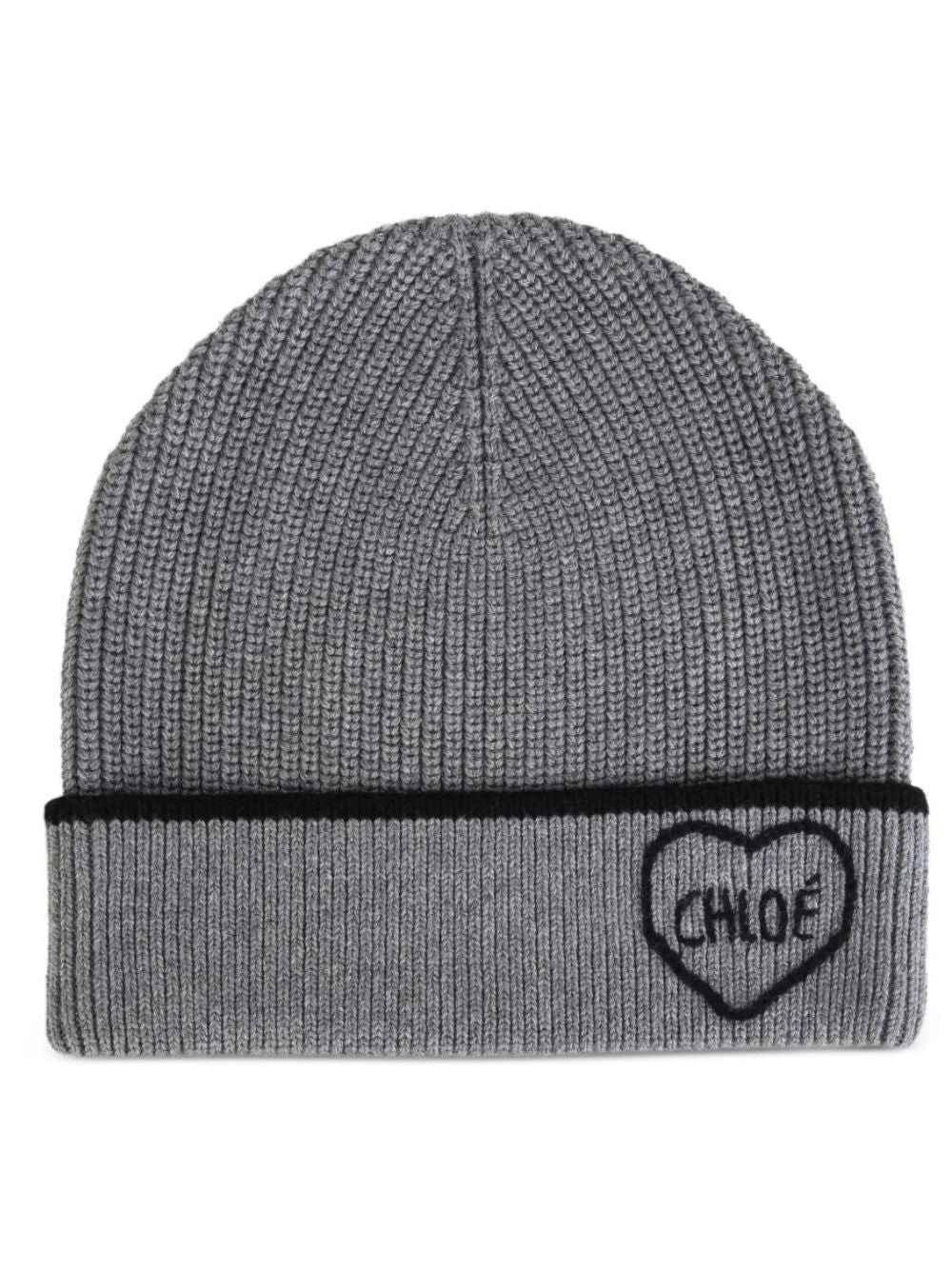 Berretto per bambina Chloé Kids grigio con cuore ricamato C21308 A46 CHLOE' KIDS 