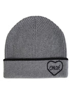 Berretto per bambina Chloé Kids grigio con cuore ricamato C21308 A46 CHLOE' KIDS 