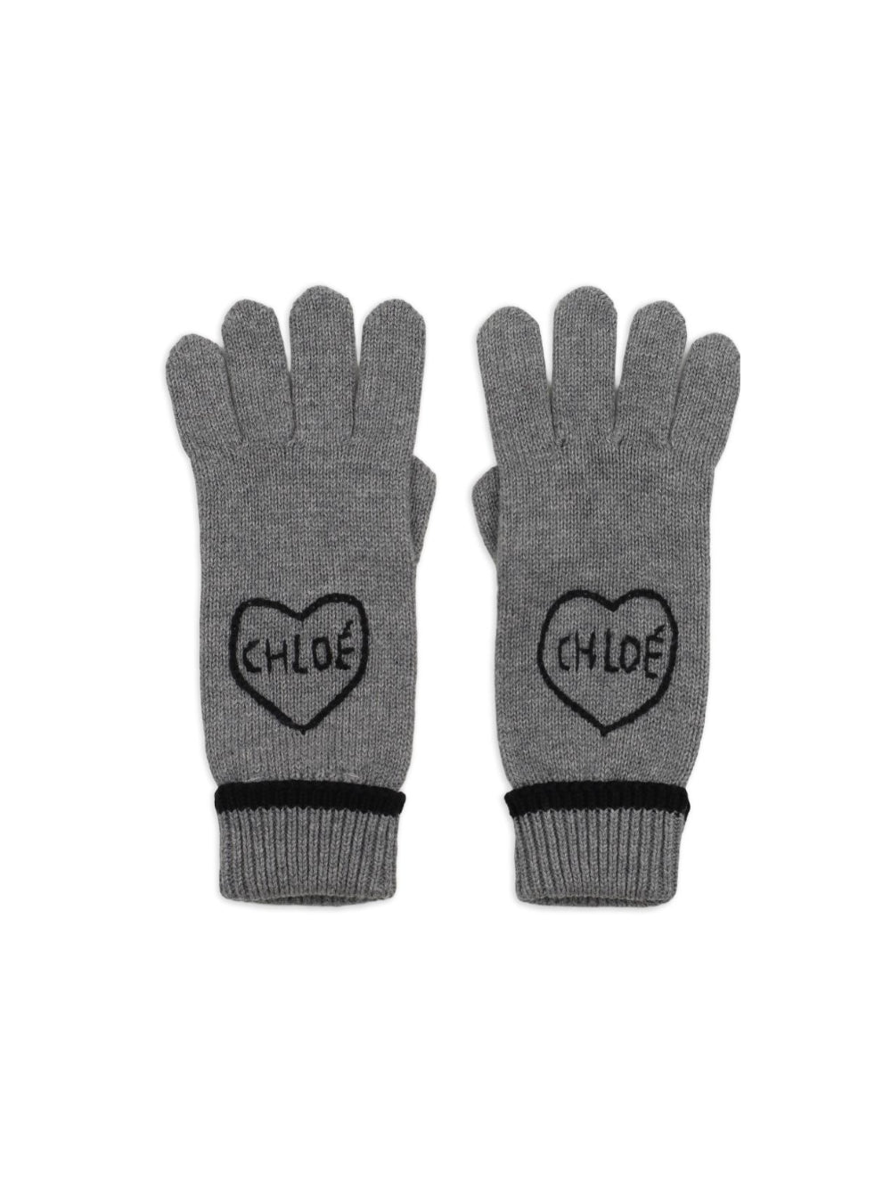 Guanti per bambina Chloé Kids grigi con dettaglio logo C21315 A46 CHLOE' KIDS 