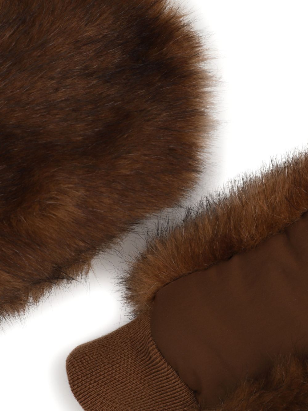 Muffole per bambina Chloé Kids marroni in pelliccia sintetica con logo C21316 33F CHLOE' KIDS 