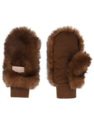 Muffole per bambina Chloé Kids marroni in pelliccia sintetica con logo C21316 33F CHLOE' KIDS 