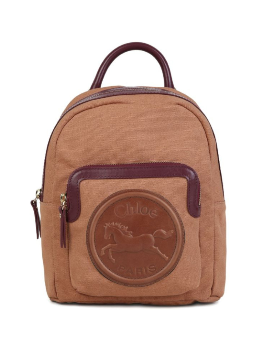 Zaino per bambina Chloé Kids marrone con applicazione logo inciso sul davanti C21326 31F CHLOE' KIDS 