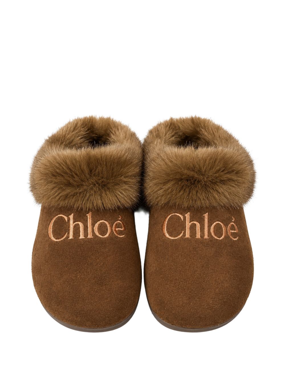 Ciabatte per bambina Chloé Kids marrone con finitura in pelliccia sintetica C21333 31F CHLOE' KIDS 