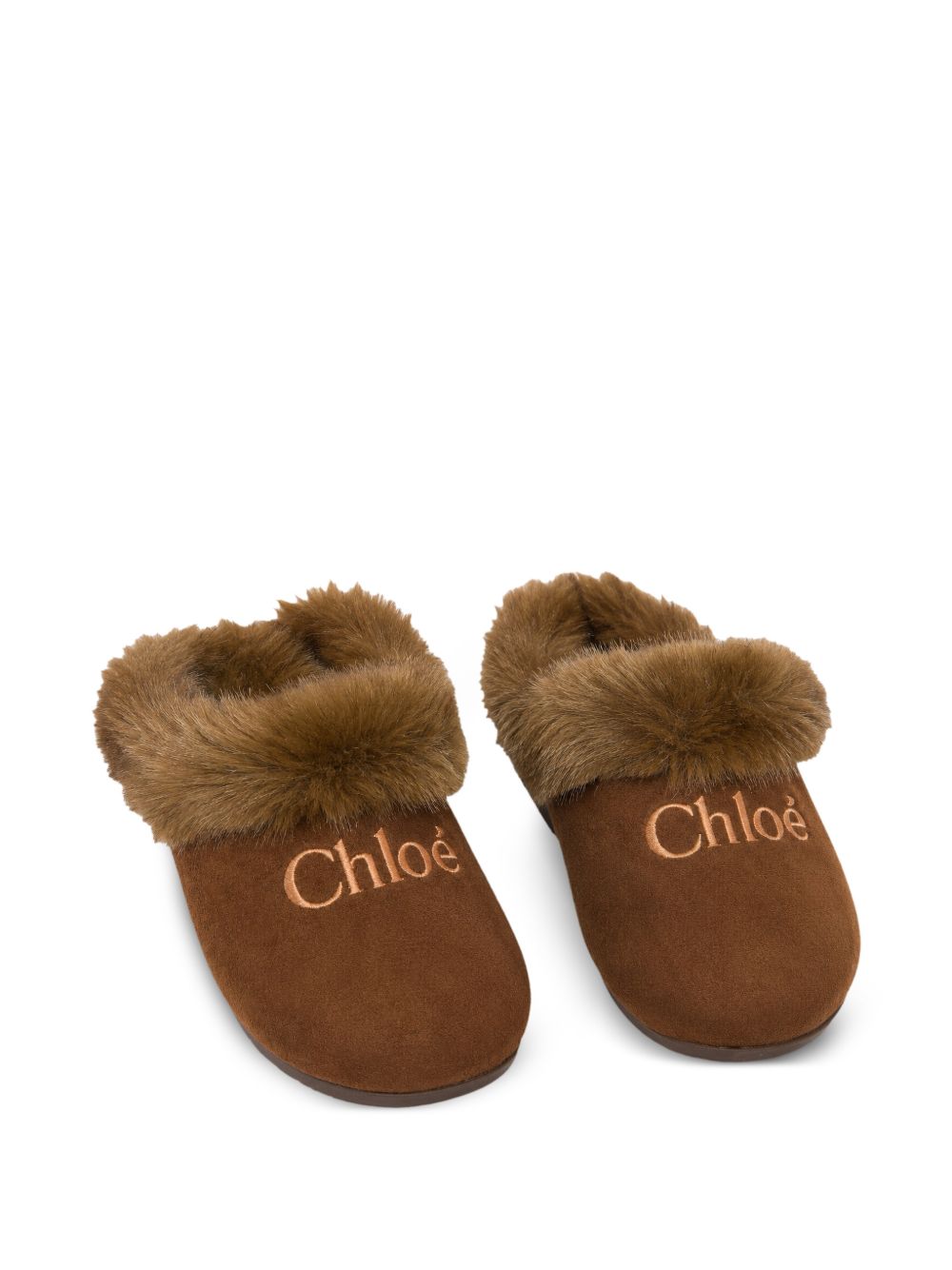 Ciabatte per bambina Chloé Kids marrone con finitura in pelliccia sintetica C21333 31F CHLOE' KIDS 