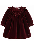 Abito per neonata Chloé Kids rosso con effetto velluto C21339 95K CHLOE' KIDS 