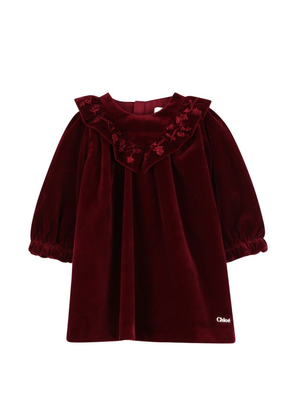 Abito per neonata Chloé Kids rosso con effetto velluto C21339 95K CHLOE' KIDS 