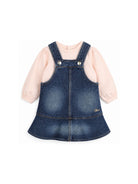 Salopette e t-shirt per neonata Chloé Kids multicolore con placca logo sul davanti C21342 Z10 CHLOE' KIDS 