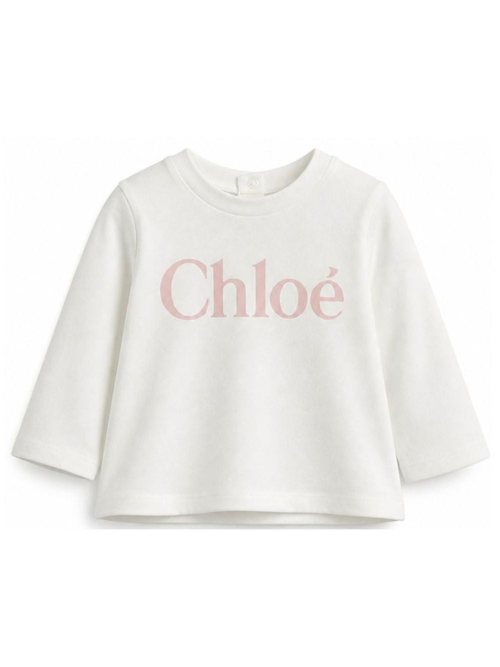 T-shirt per neonata Chloé Kids bianca con logo sul davanti C21362 117 CHLOE' KIDS 