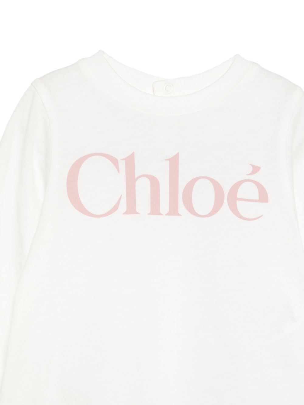 T-shirt per neonata Chloé Kids bianca con logo sul davanti C21362 117 CHLOE' KIDS 