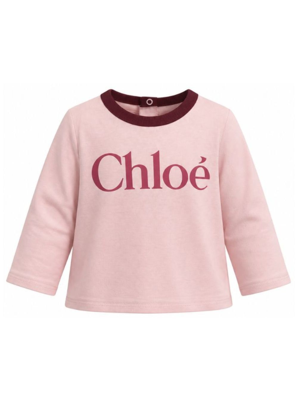 T-shirt per neonata Chloé Kids rosa con dettaglio logo sul davanti C21362 461 CHLOE' KIDS 