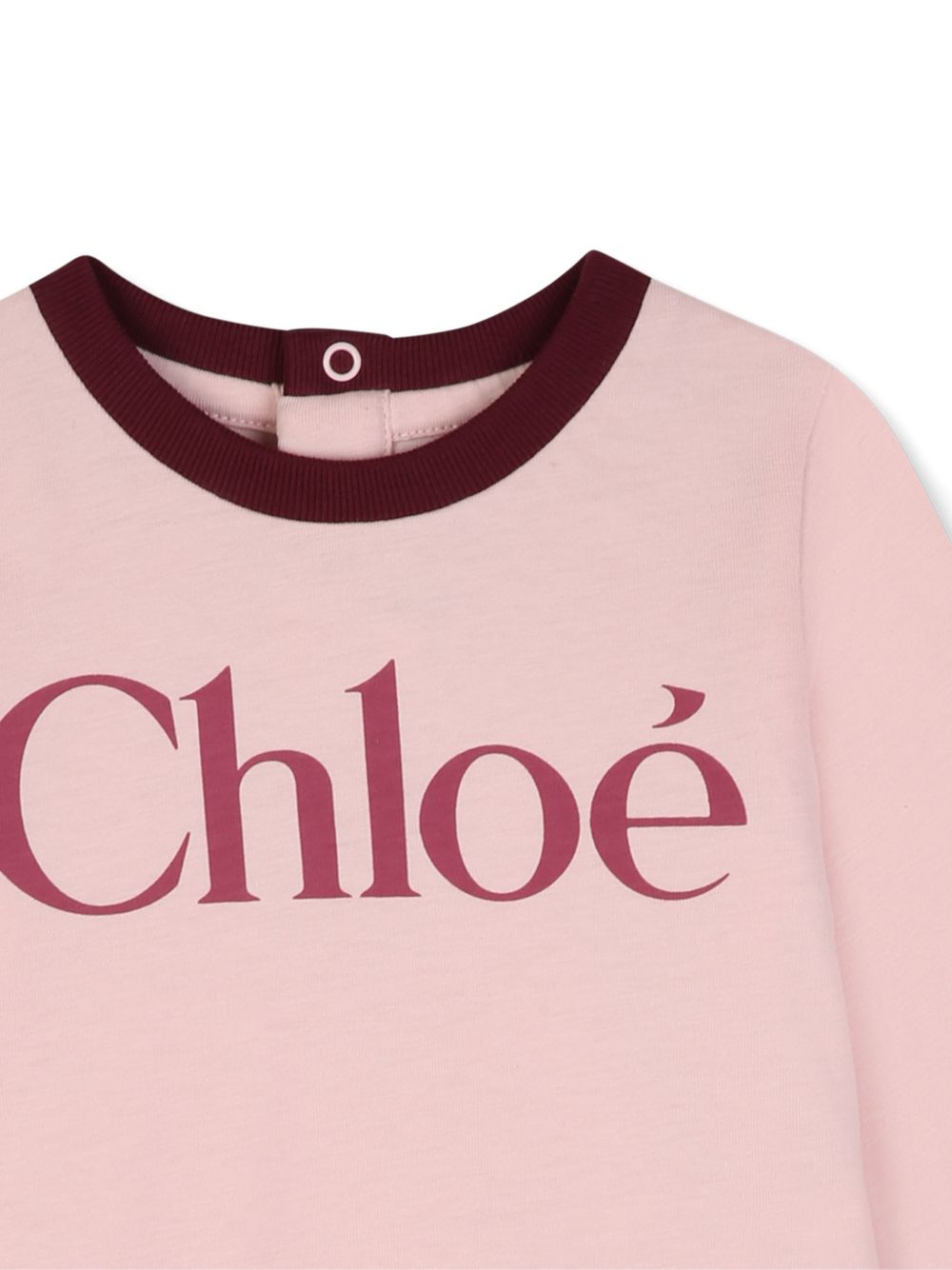 T-shirt per neonata Chloé Kids rosa con dettaglio logo sul davanti C21362 461 CHLOE' KIDS 