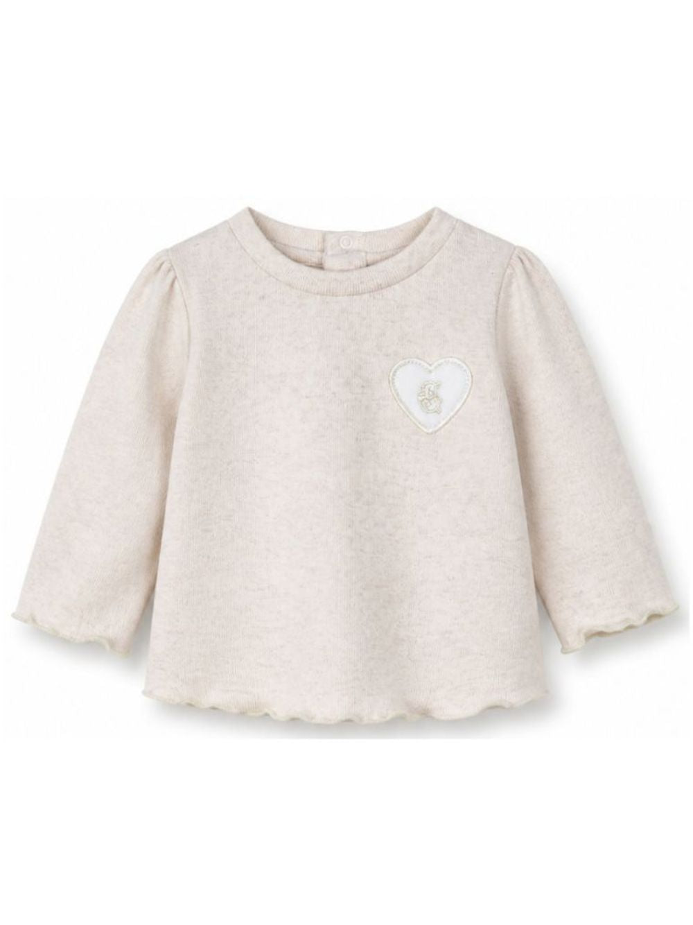 T-shirt per neonata Chloé Kids beige con applicazione a cuore sul petto C21363 B39 CHLOE' KIDS 