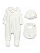 Set Tutina, cappello e bavaglino per neonata Chloé Kids bianco con ruches C21367 117 CHLOE' KIDS 
