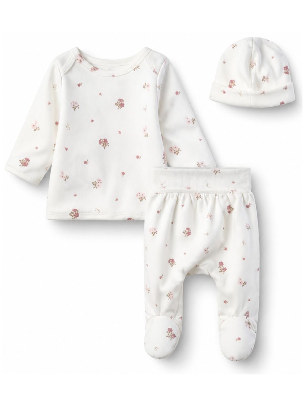 Set completo e cappellino per neonata Chloé Kids bianca con stampa a fiori C21370 117 CHLOE' KIDS 