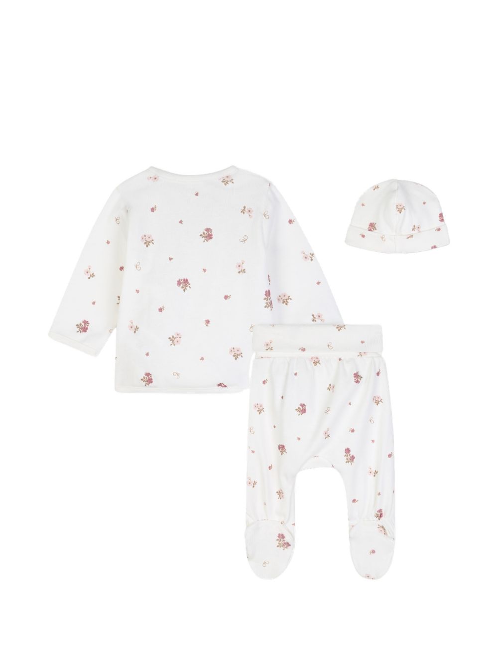 Set completo e cappellino per neonata Chloé Kids bianca con stampa a fiori C21370 117 CHLOE' KIDS 