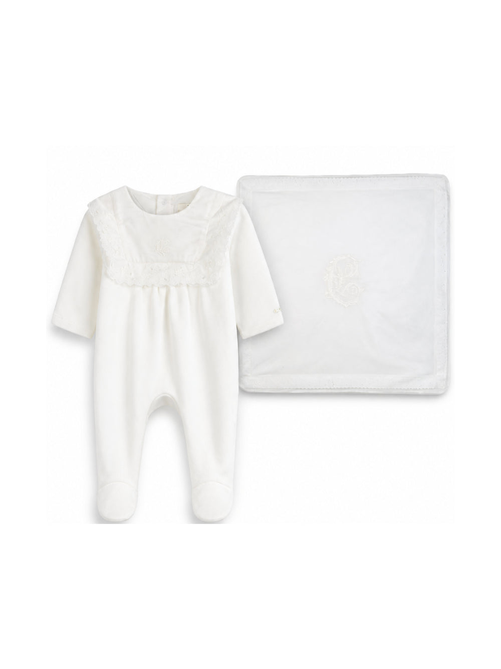 Set tutina e coperta per neonata Chloé Kids bianco con dettagli con ruches C21372 117 CHLOE' KIDS 