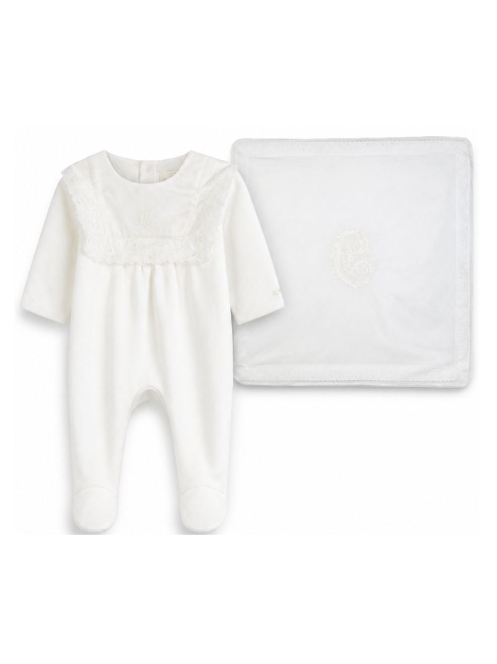 Set tutina e coperta per neonata Chloé Kids bianco con dettagli con ruches C21372 117 CHLOE' KIDS 