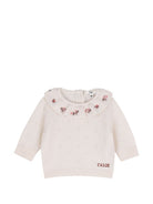 Set Maglione e Pantaloni per neonata Chloé Kids beige con ricamo a fiori C21373 148 CHLOE' KIDS 