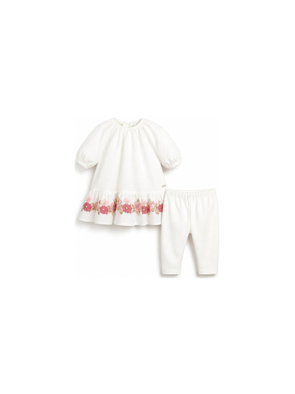 Set Abito e Pantaloni per neonata Chloé Kids bianco con stampa a fiori C21375 117 CHLOE' KIDS 