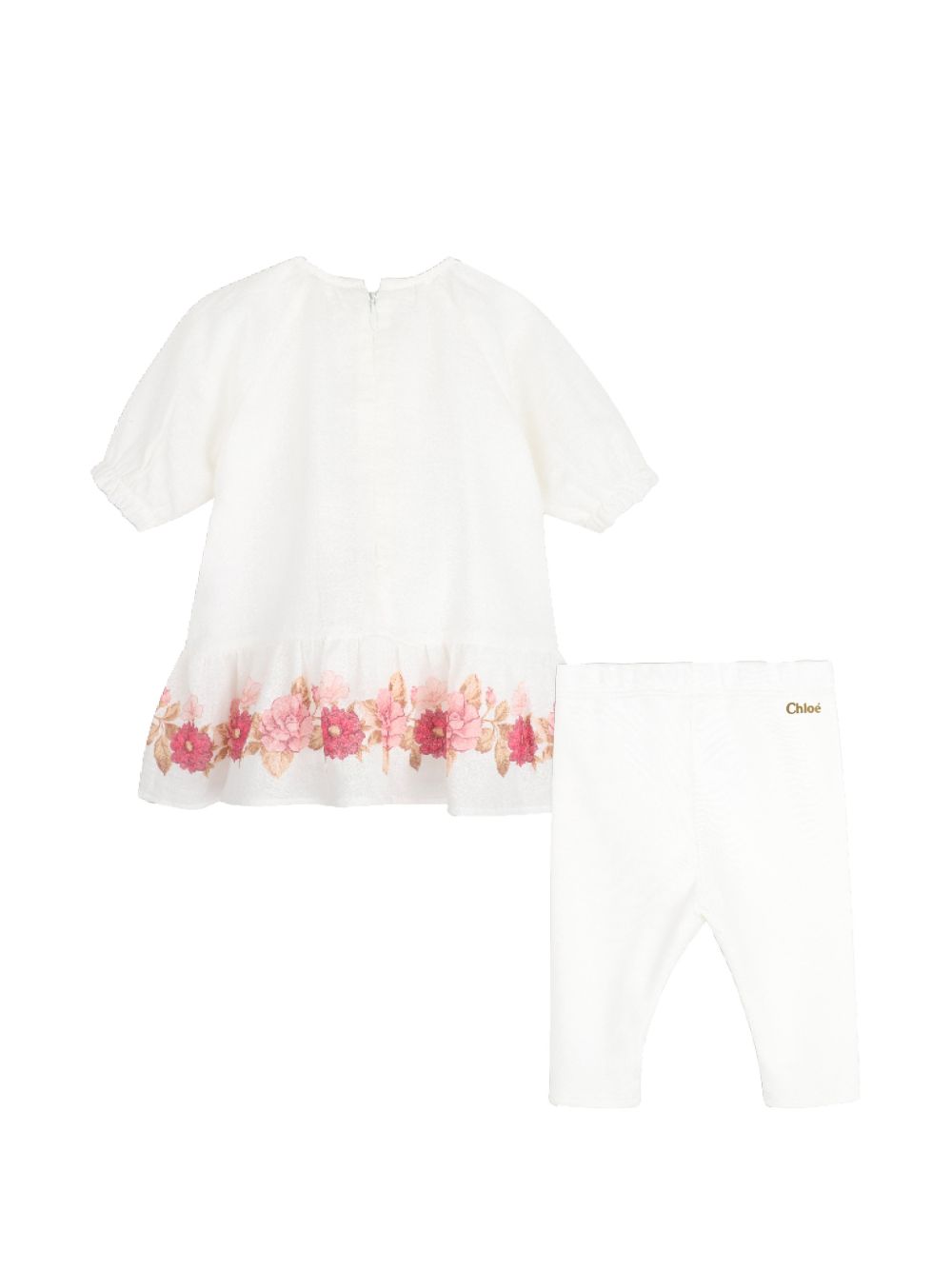 Set Abito e Pantaloni per neonata Chloé Kids bianco con stampa a fiori C21375 117 CHLOE' KIDS 