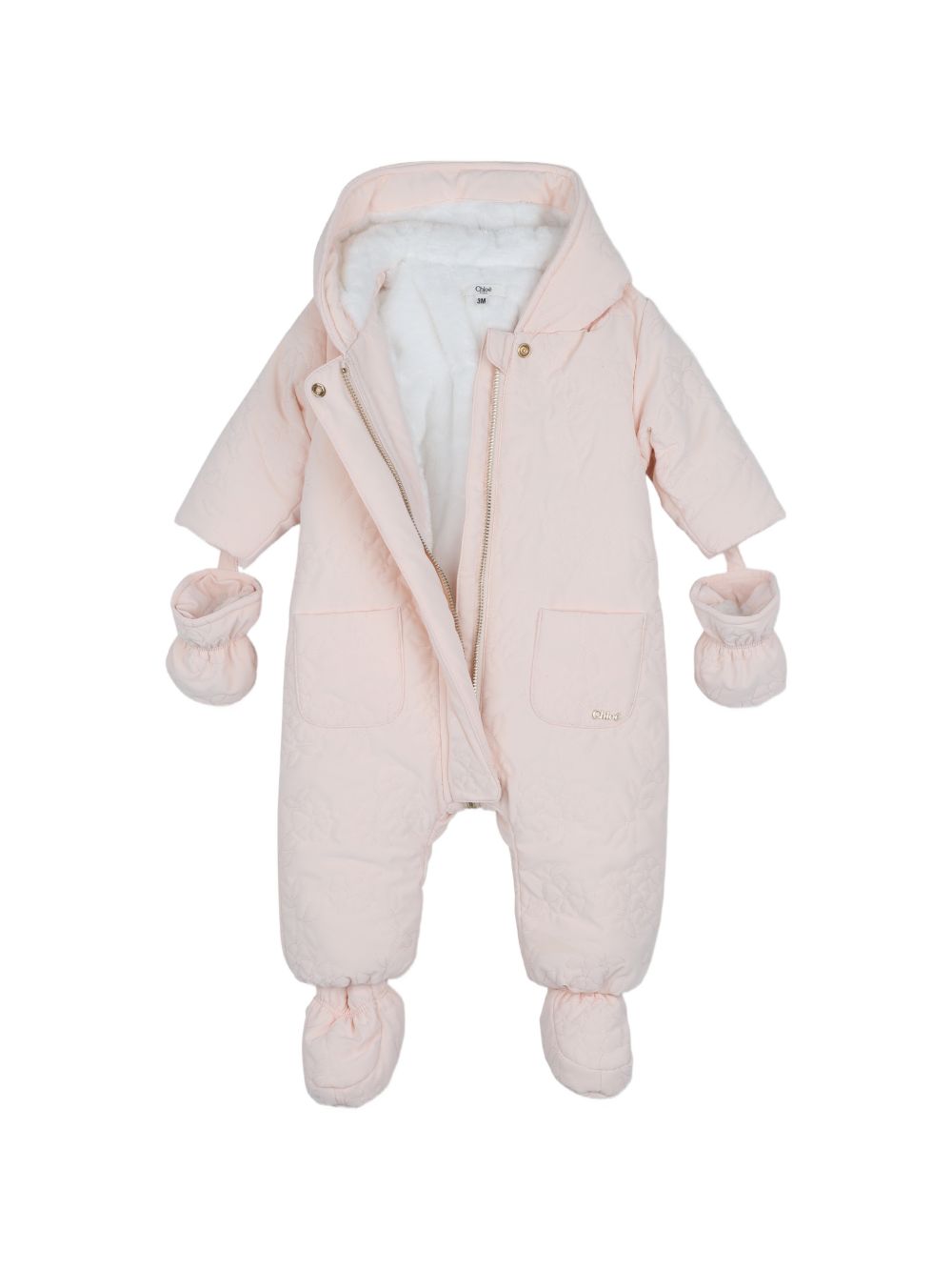 Tuta da neve per neonata Chloé Kids rosa con ricamo a fiori C21380 440 CHLOE' KIDS 