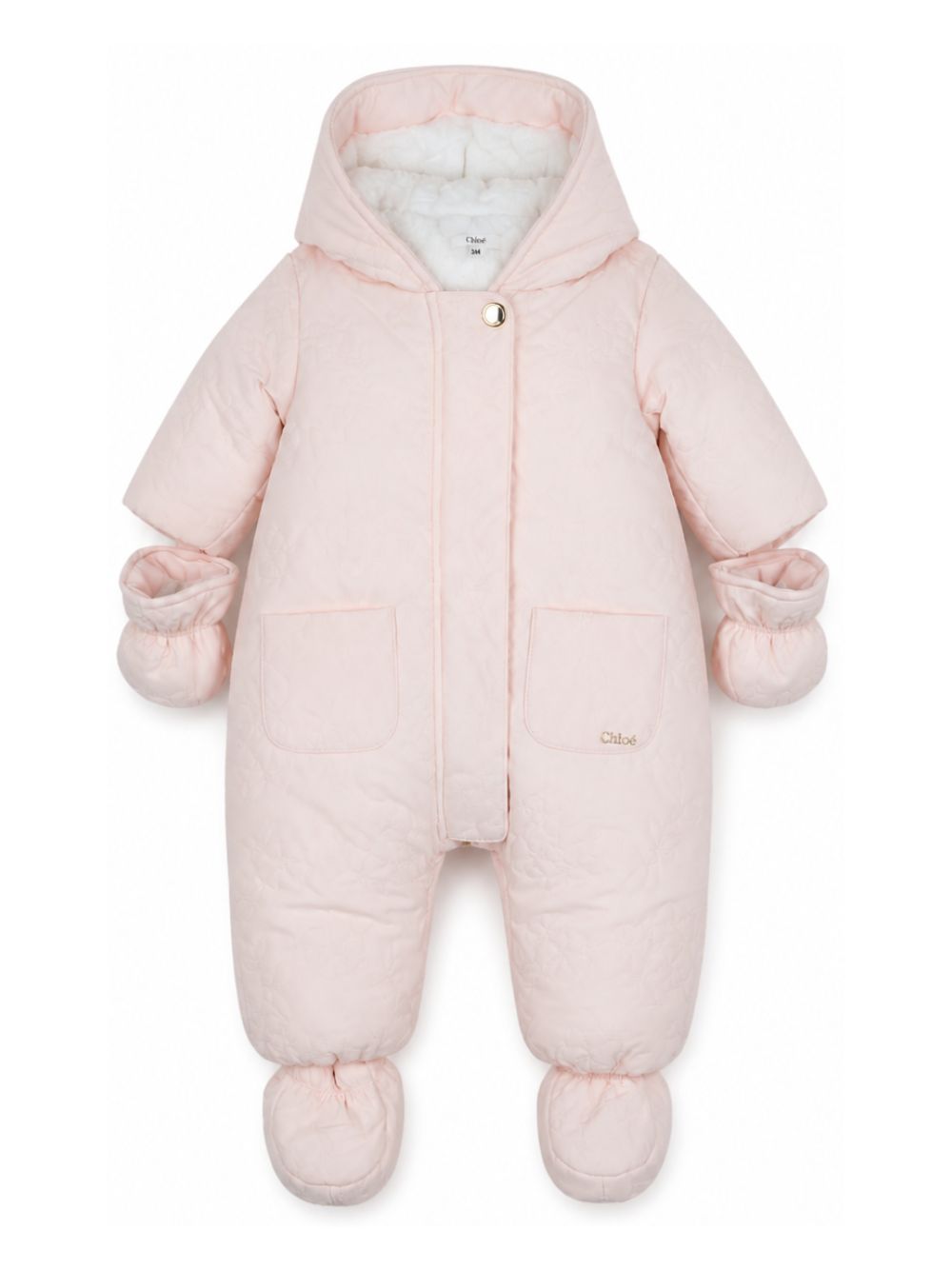 Tuta da neve per neonata Chloé Kids rosa con ricamo a fiori C21380 440 CHLOE' KIDS 