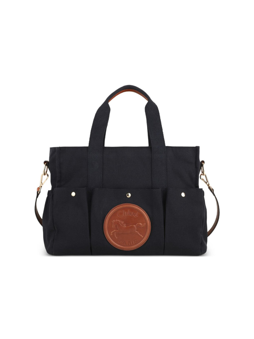 Borsa fasciatoio per neonata Chloè Kids nera con applicazione con logo sul davanti C21387 859 CHLOE' KIDS 