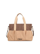 Borsa fasciatoio per neonata Chloé Kids beige con fantasia pied-de-poule C21388 Z67 CHLOE' KIDS 