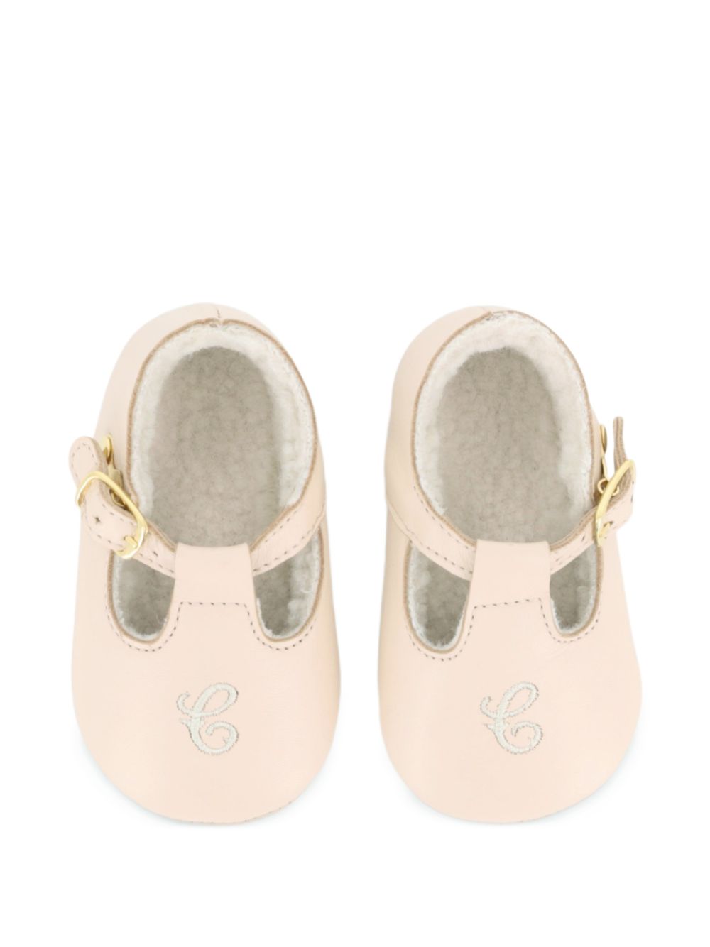 Slippers per neonata Chloé Kids tono neutro con shearling sintetico C21389 20E CHLOE' KIDS 