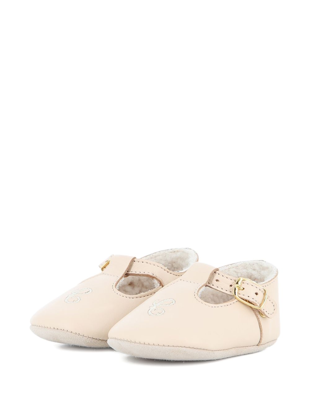 Slippers per neonata Chloé Kids tono neutro con shearling sintetico C21389 20E CHLOE' KIDS 