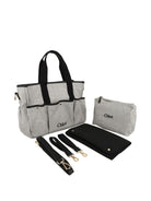 Borsa fasciatoio per neonati Chloé Kids grigia con logo ricamato frontale C21398 A46 CHLOE' KIDS 