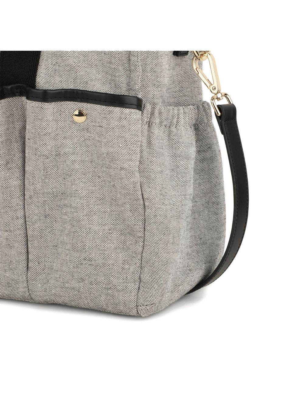 Borsa fasciatoio per neonati Chloé Kids grigia con logo ricamato frontale C21398 A46 CHLOE' KIDS 