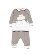 Set maglione e pantaloni per neonata Colorichiari beige con design intrecciato FF218606 2088 9720 COLORICHIARI 