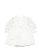 Abito per neonata Colorichiari bianco con maniche a palloncino e finiture in pizzo FN108676 1898 15 COLORICHIARI 