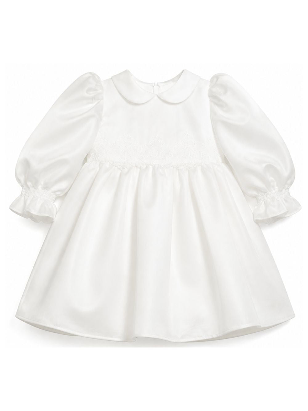 Abito per neonata Colorichiari bianco con maniche a palloncino e finiture in pizzo FN108676 1898 15 COLORICHIARI 