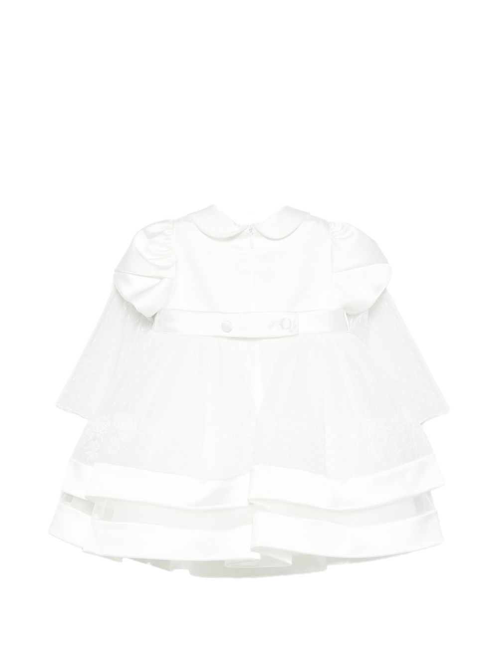 Abito per neonata Colorichiari bianco a balze con applicazione a fiori FN108678 4844 15 COLORICHIARI 