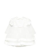 Abito per neonata Colorichiari bianco a balze con applicazione a fiori FN108678 4844 15 COLORICHIARI 