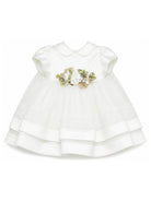Abito per neonata Colorichiari bianco a balze con applicazione a fiori FN108678 4844 15 COLORICHIARI 