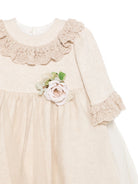 Abito per neonata Colorichiari beige con rifinitura crochet FN108687 4978 21 COLORICHIARI 