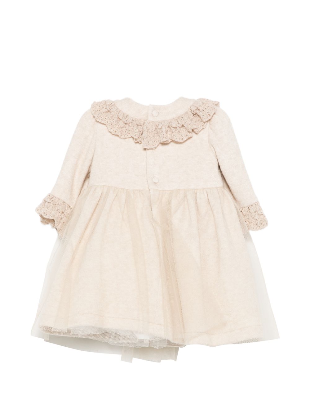 Abito per neonata Colorichiari beige con rifinitura crochet FN108687 4978 21 COLORICHIARI 