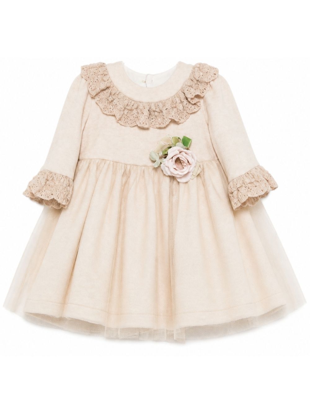 Abito per neonata Colorichiari beige con rifinitura crochet FN108687 4978 21 COLORICHIARI 