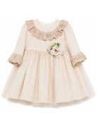 Abito per neonata Colorichiari beige con rifinitura crochet FN108687 4978 21 COLORICHIARI 
