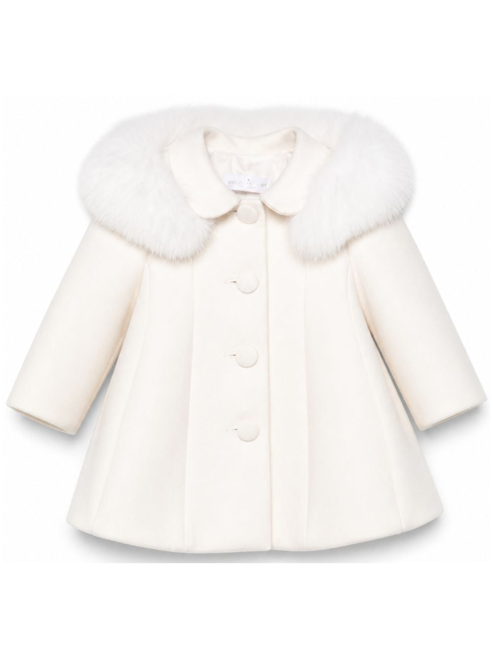 Cappotto per neonata Colorichiari bianco con cappuccio e finiture in pelliccia FN118847 4729 20 COLORICHIARI 
