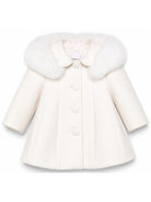 Cappotto per neonata Colorichiari bianco con cappuccio e finiture in pelliccia FN118847 4729 20 COLORICHIARI 