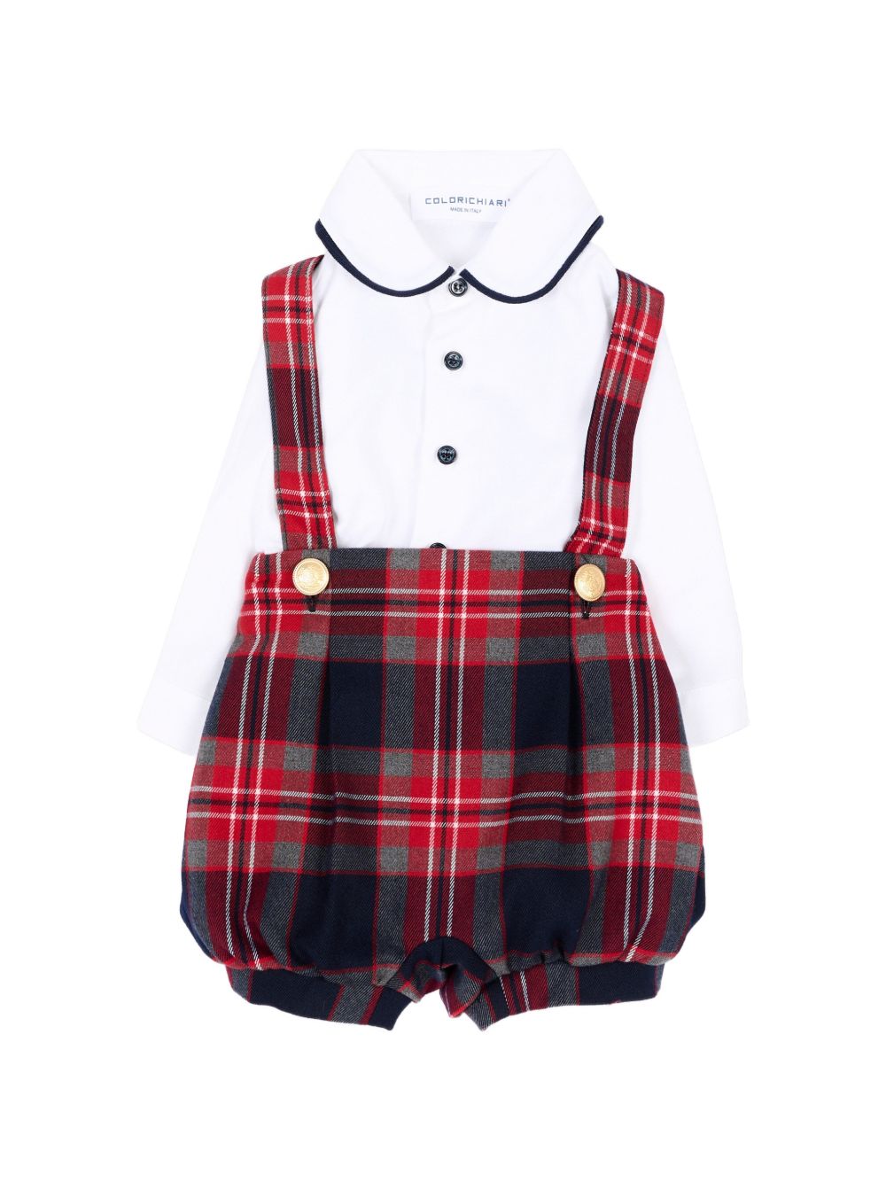 Set camicia e salopette per neonato Colorichiari multicolore con motivo tartan MF218755 4997 70 COLORICHIARI 