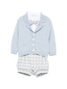 Set cardigan camicia shorts e papillon per neonato Colorichiari azzurro con design a quadri MN408733 5010 51 COLORICHIARI 