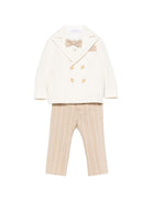 Completo giacca camicia pantaloni e papillon per neonato Colorichiari beige con motivo gessato MN508694 4988 20 COLORICHIARI 